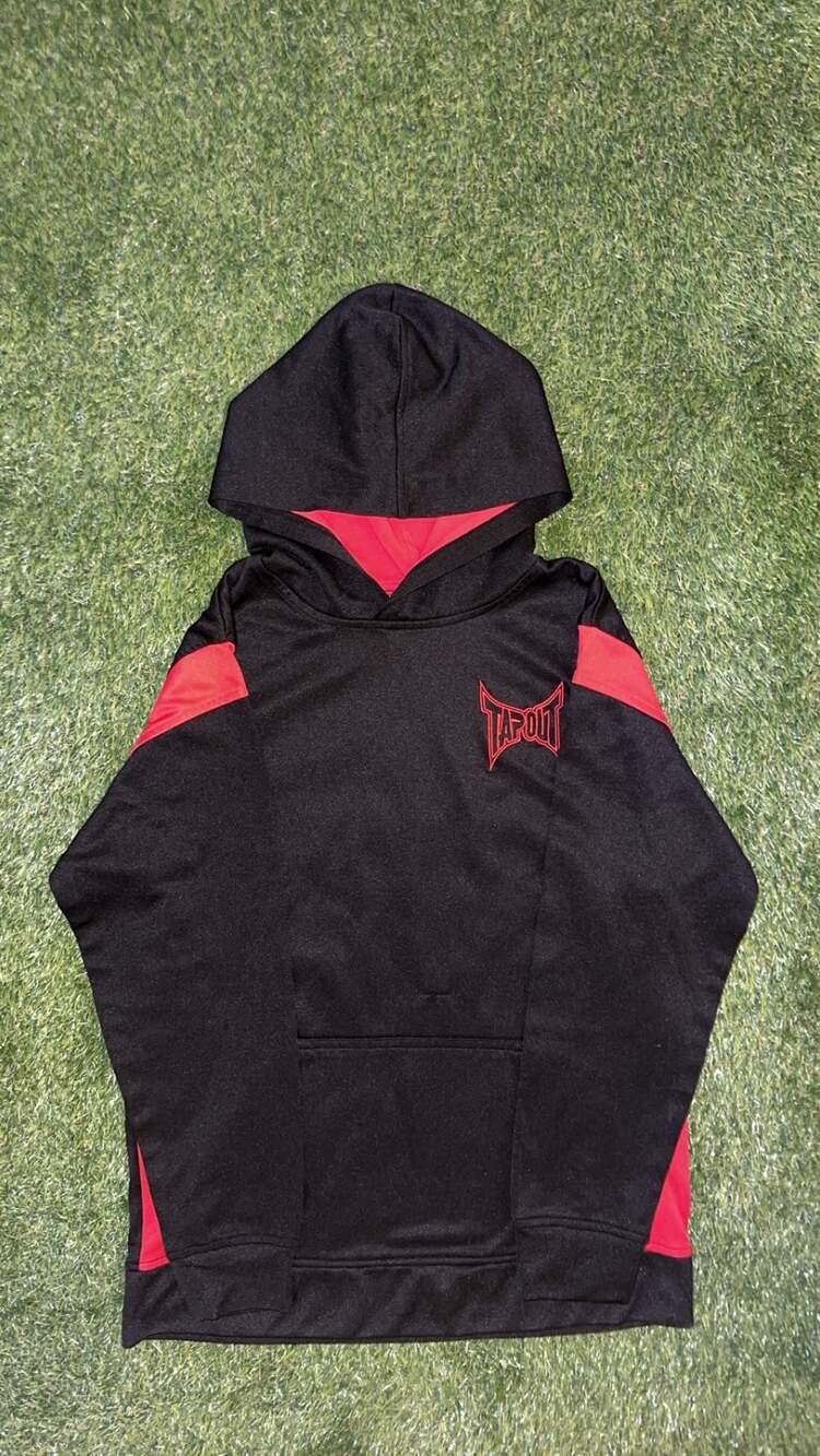 Tapout Boys' Pullover Hoodie Black and Red Athletic Logo Sweatshirt